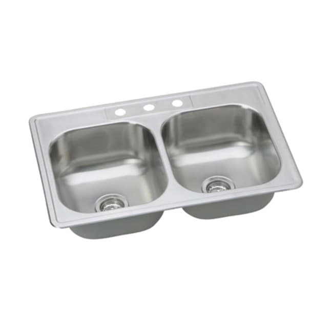 Proflo Pfsr332273 33In Double Basin Drop In Stainless Steel Kitchen Sink With 3 Faucet Holes Stainless Steel