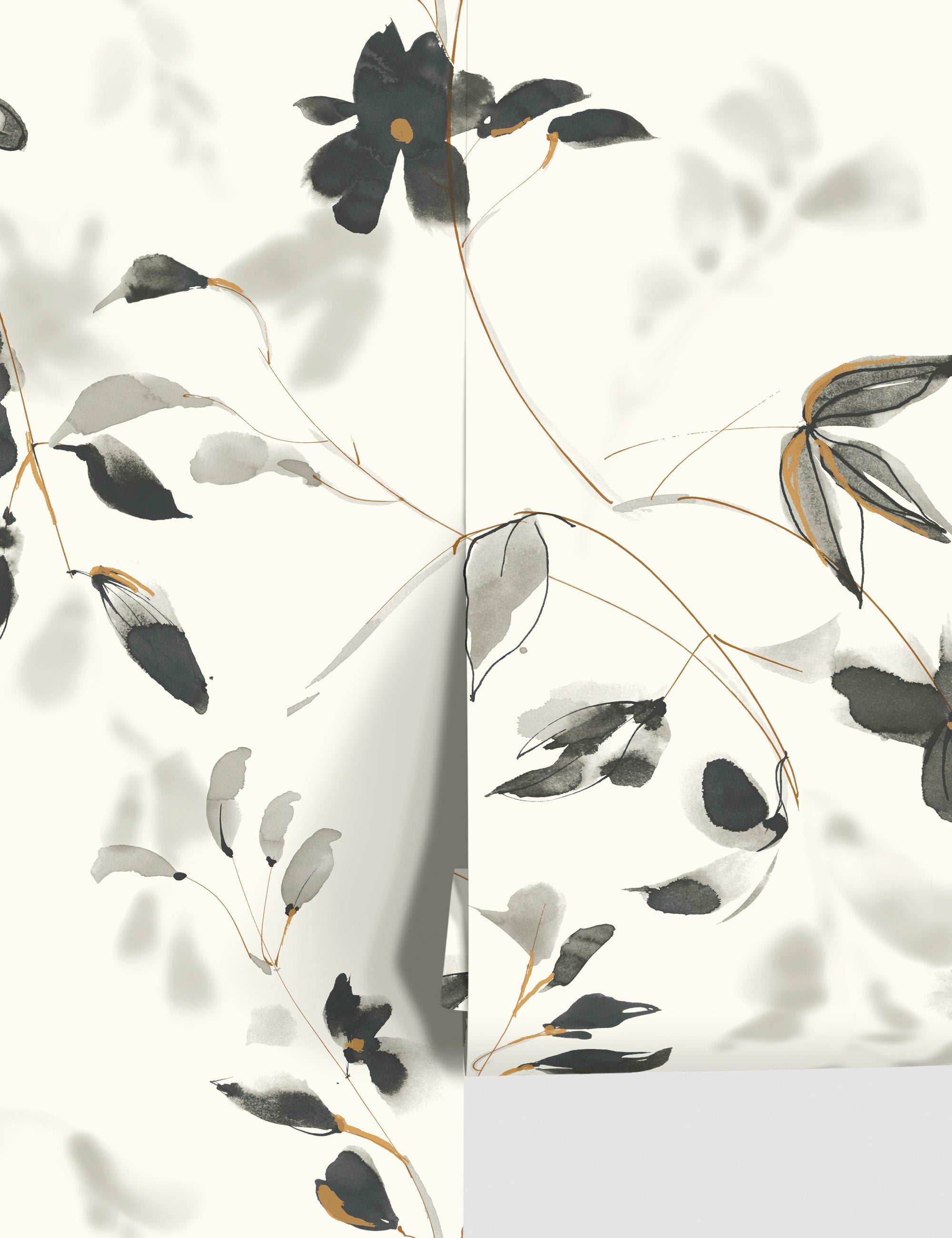 Linden Flower Premium Peel + Stick Wallpaper Swatch, Gray