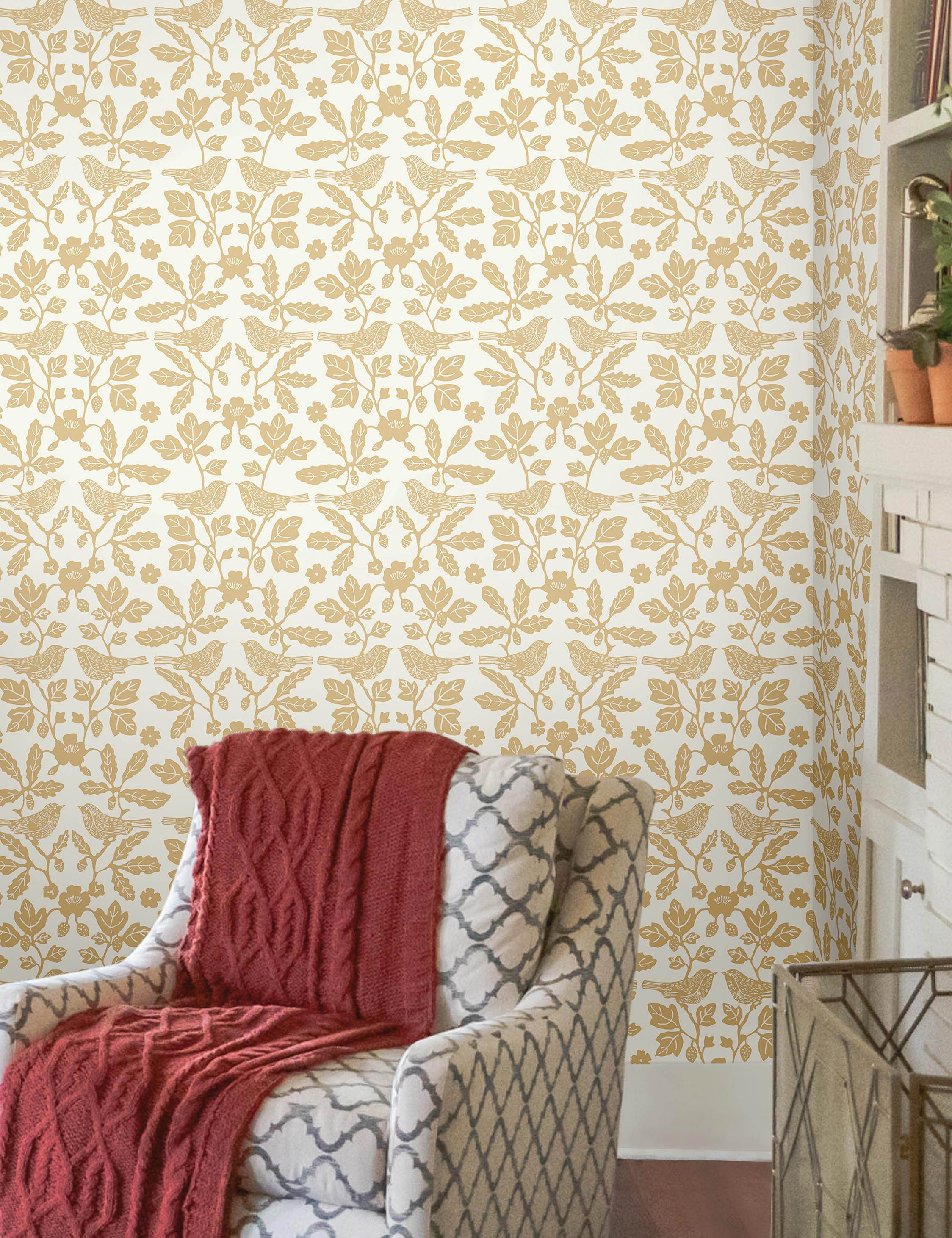 Sparrow and Oak Peel + Stick Wallpaper by Erin & Ben Co., Ochre