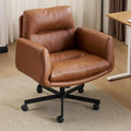 Pu Leather Cross Legged Swivel Home Office Chair Task Chair With Flip Up Armrests N A