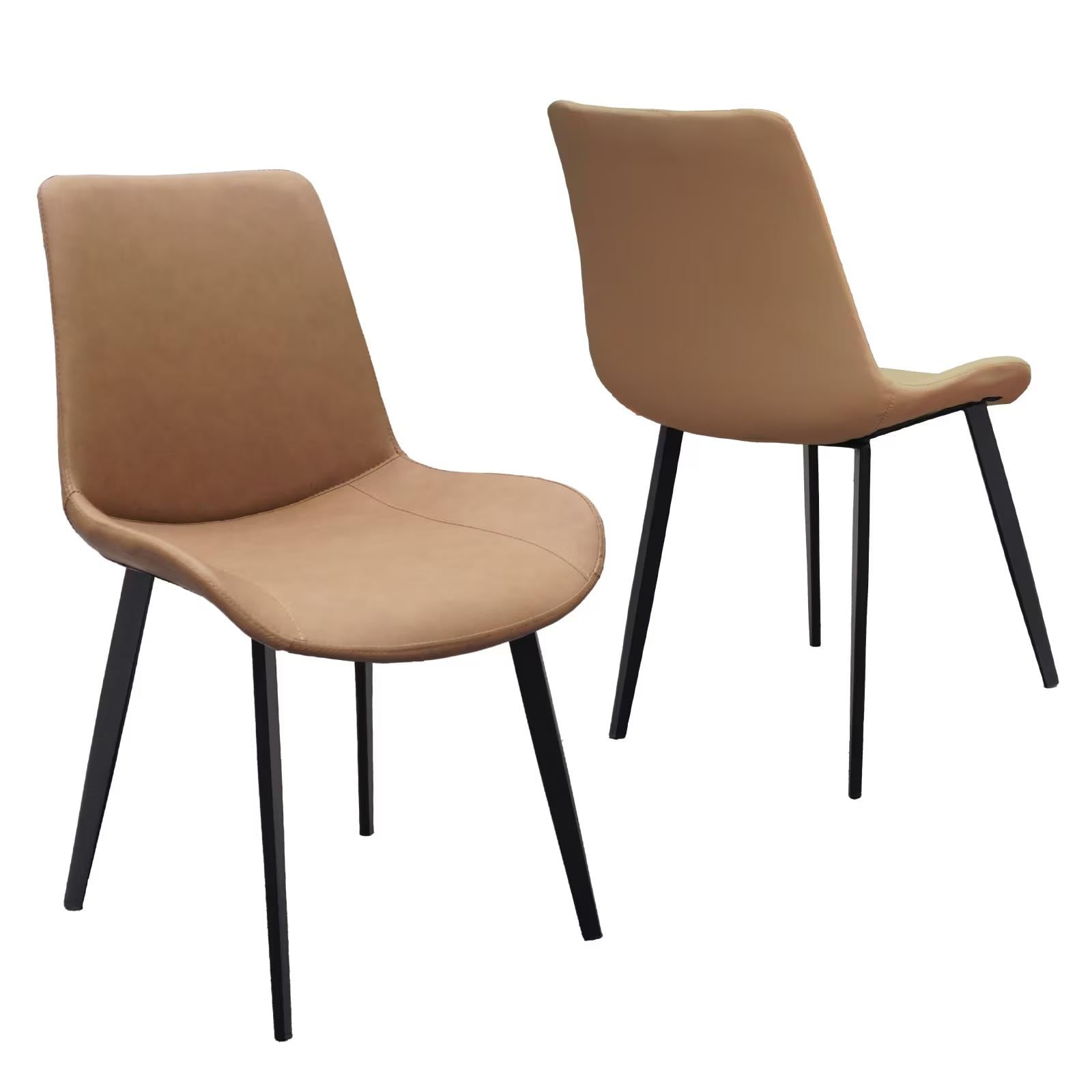 Pu Leather Dining Chair With Metal Legs Modern Upholstered Chair Set Of 2 For Kitchen Restaurant Living Meeting Room