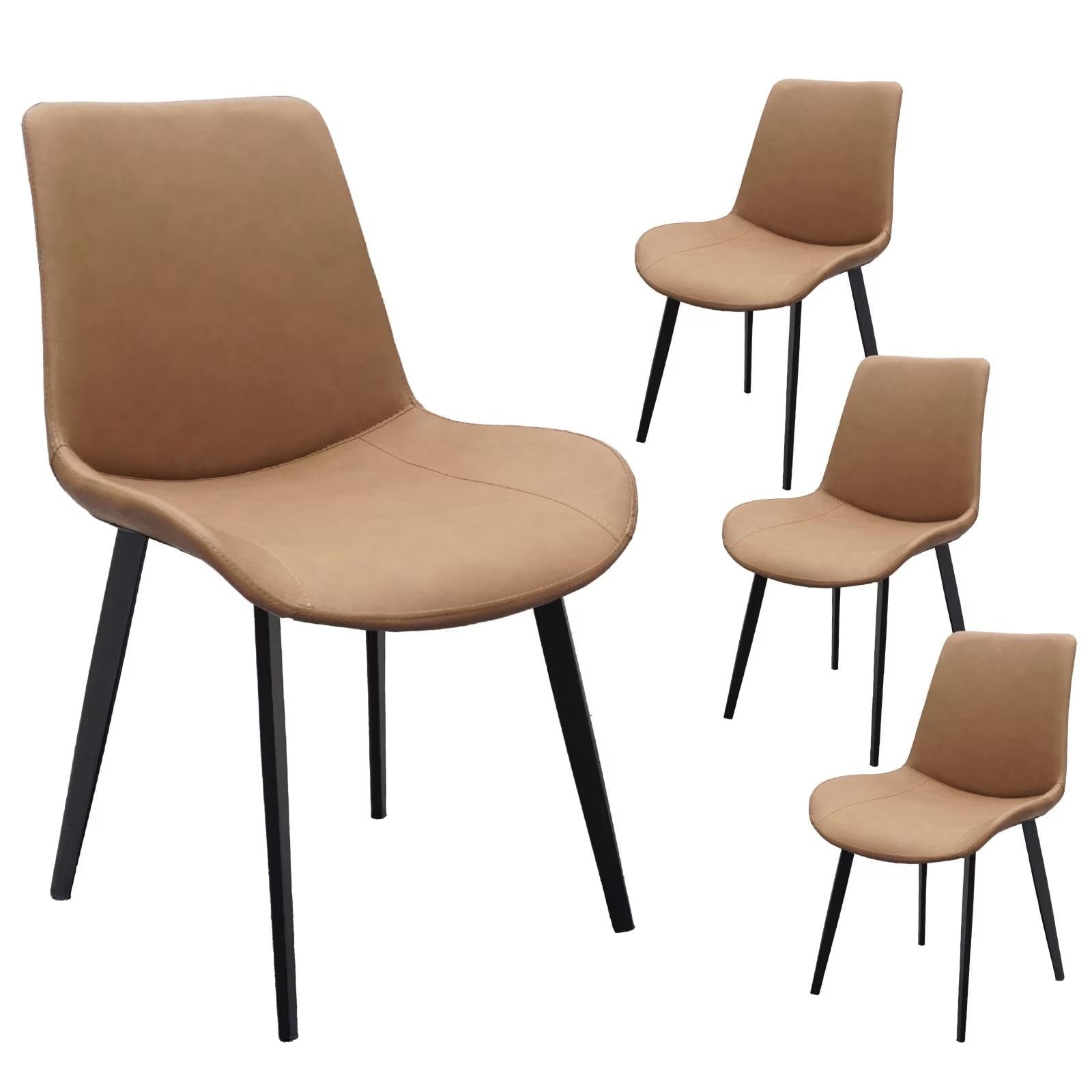 Pu Leather Dining Chair With Metal Legs Modern Upholstered Chair Set Of 4 For Kitchen Restaurant Living Meeting Room