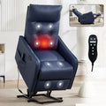 Pu Leather Recliner With Single Motor Lift Massage Heat And 155 Degree Recline