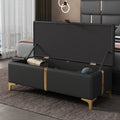 Pu Upholstered Storage Bench Multi Functional Storage Ottoman End Of Bed Bench With Hidden Storage Metal Legs
