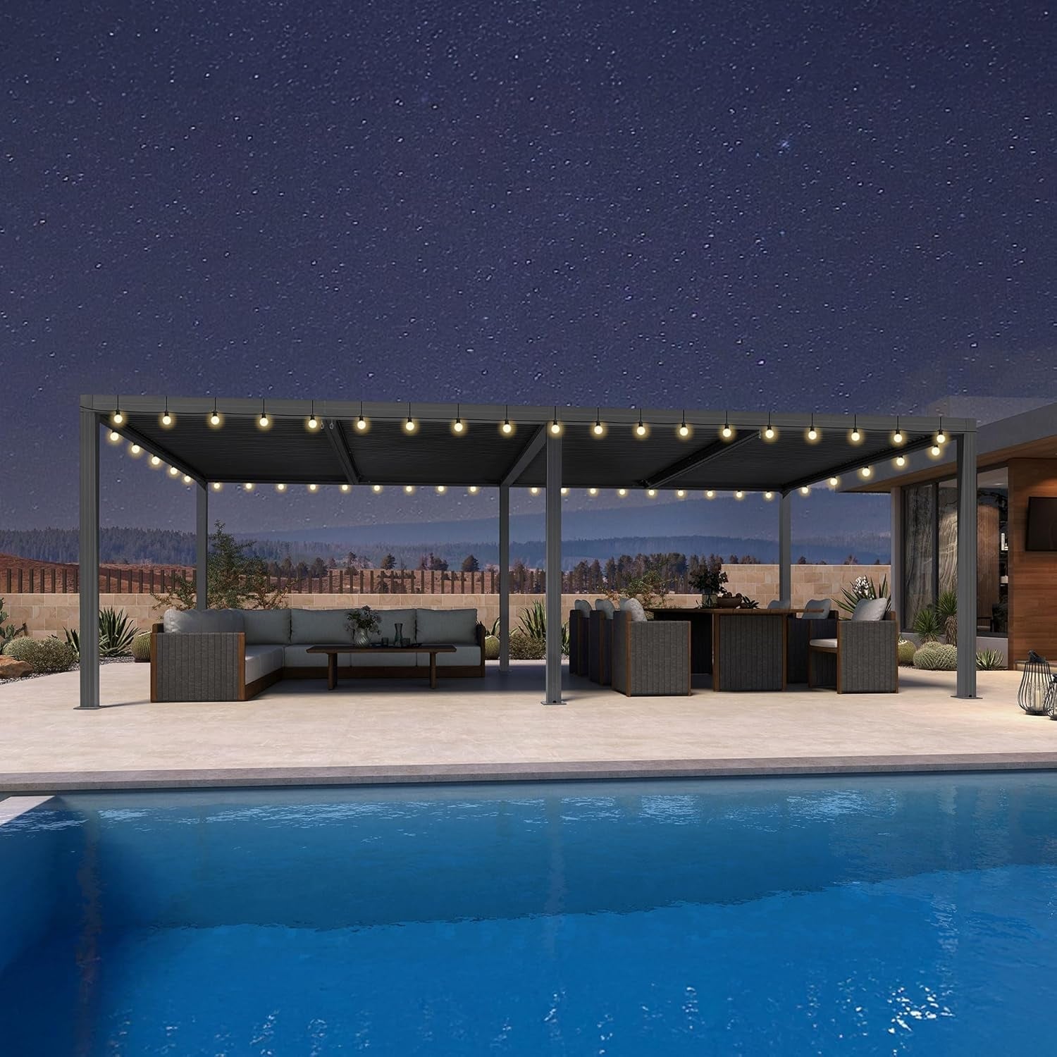 Purple Leaf Adjustable Louvered Pergola Full Aluminum Rainproof Roof For Vehicle Parking Poolside Backyard
