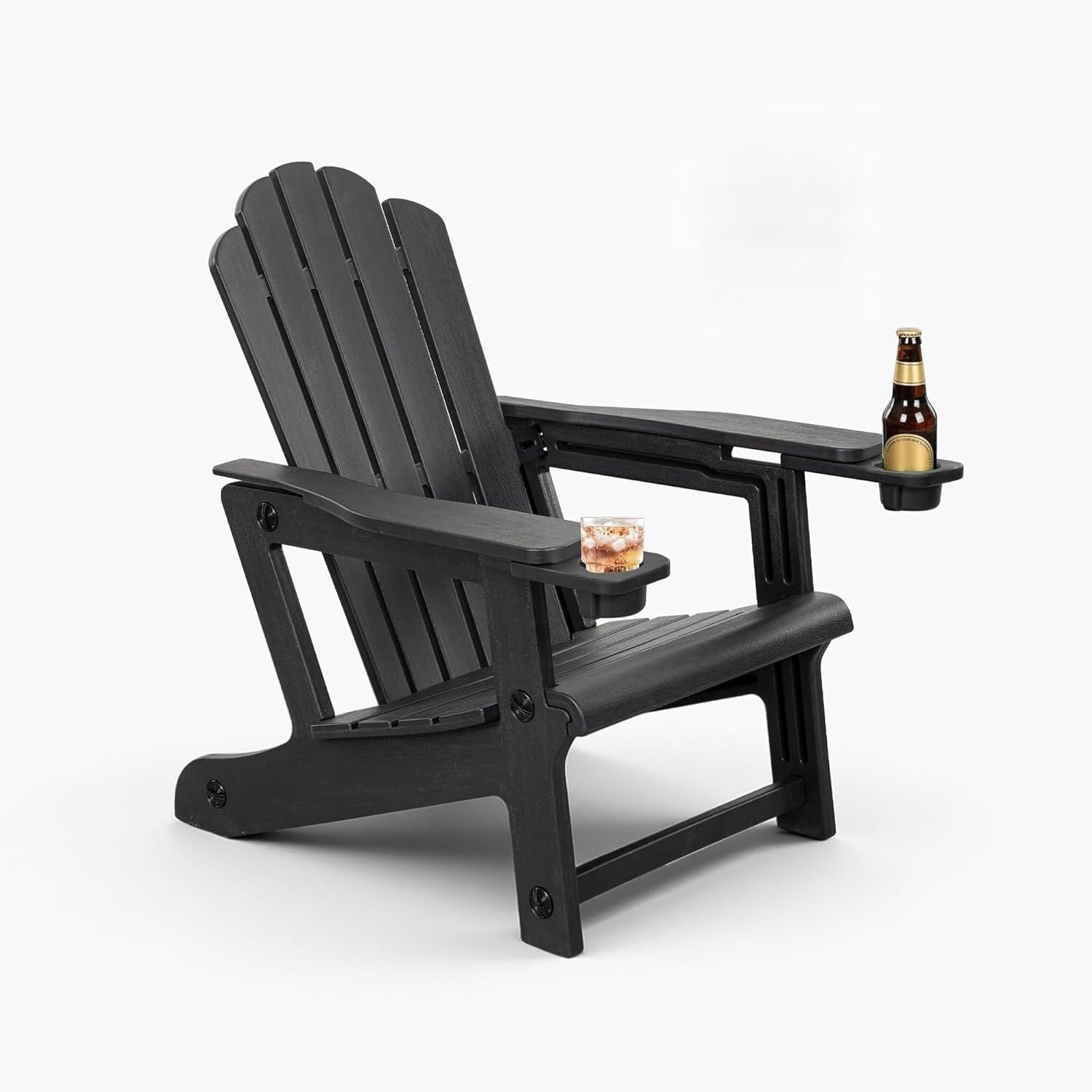 Purple Leaf All Weather Hdpe Adirondack Chair Oversized Seat Dual Cup Holders For Patio Garden 19.3 D X 22.4 W X 36 H
