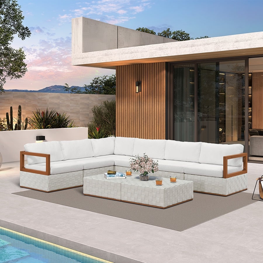 Purple Leaf Glfsf L Shaped White Sofa Outdoor Couch For Yard Porch Deck Patio Conversation Sets