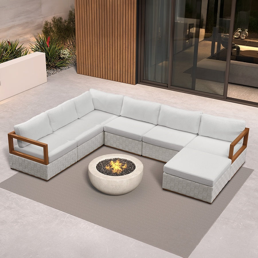 Purple Leaf Glfsf U Shaped White Sofa Outdoor Couch For Yard Porch Deck Patio Conversation Sets