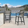 Purple Leaf Outdoor Bar Stool Set Of 2 Aluminum Frame Bar Chair With Cushion And Back Kitchen Island Bar Stools