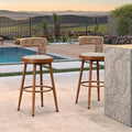 Purple Leaf Outdoor Swivel Bar Stools Set Of 2 Metal Modern Rattan Bar Chairs With Backrest