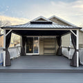 Purple Leaf Patio Hardtop Gazebo Pro For Outdoor Grey Galvanized Steel Double Roof White Aluminum Poles