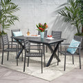 Pabara Outdoor Modern 6 Seater Aluminum Dining Set With Expandable Table By Christopher Knight Home