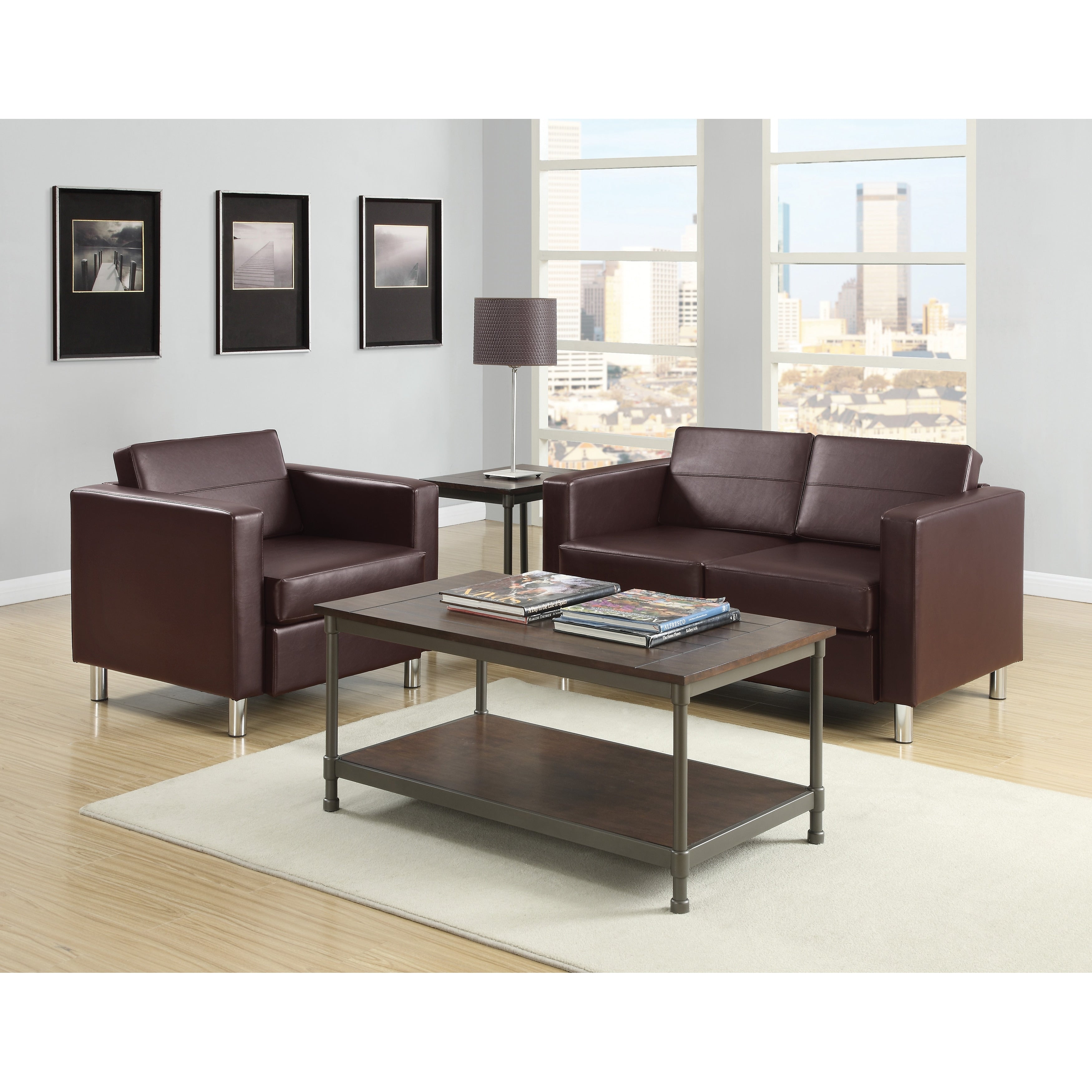 Osp Home Furnishings Pacific Armchair With Inner Spring Seat And Silver Color Legs