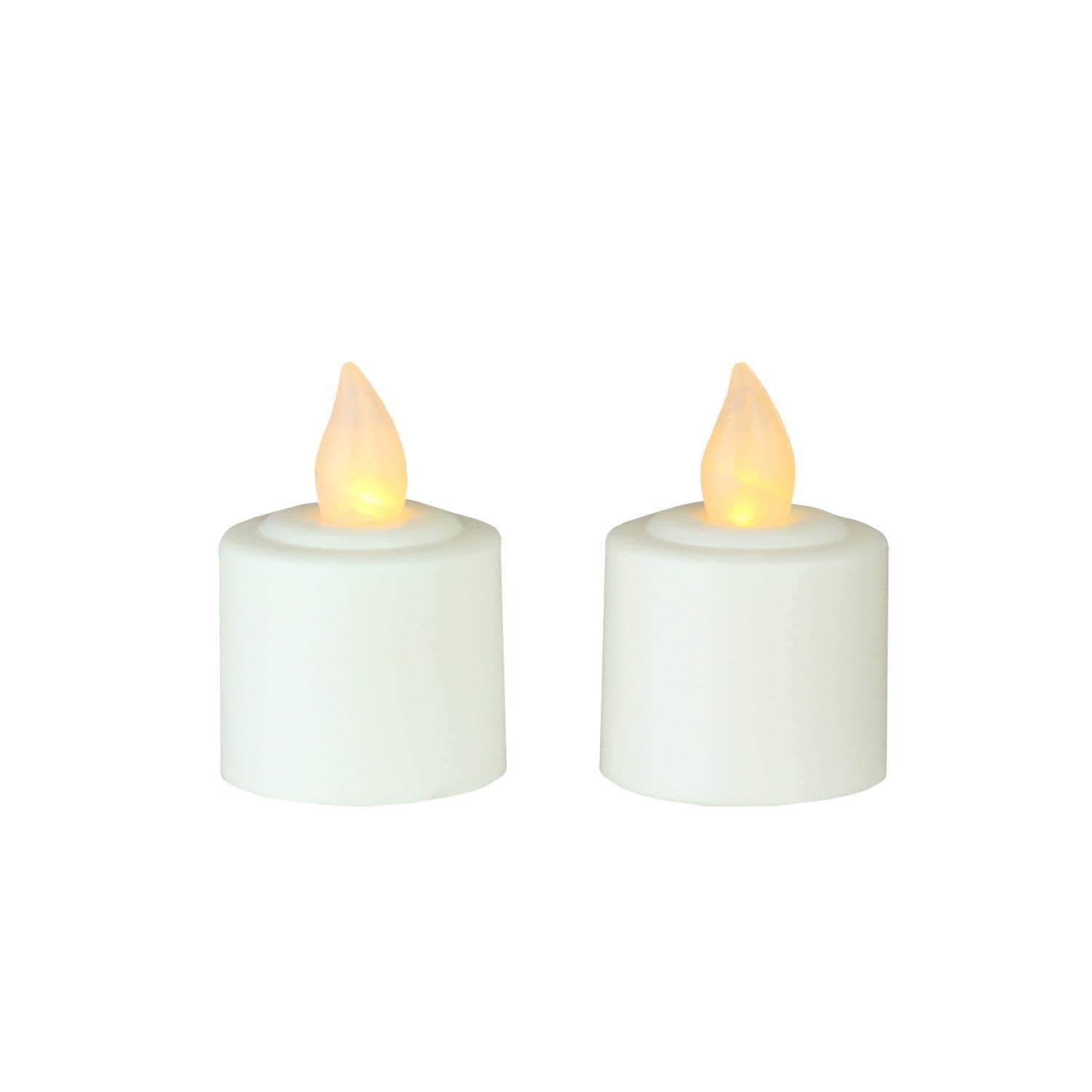 Pack Of 2 White Battery Operated Led Flickering Amber Lighted Christmas Votive Candles 1.5