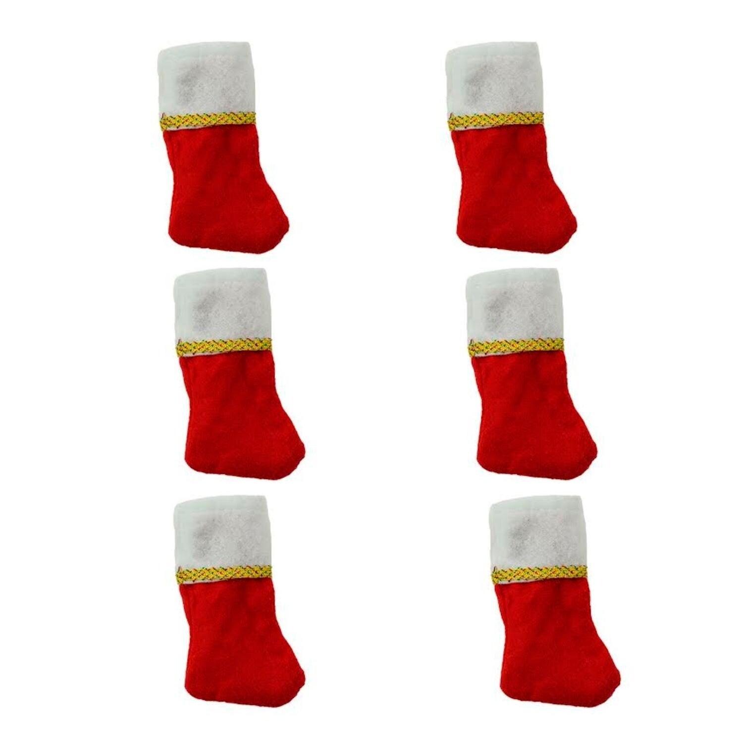 Pack Of 6 Traditional Mini Christmas Stockings With Gold Glitter Pen