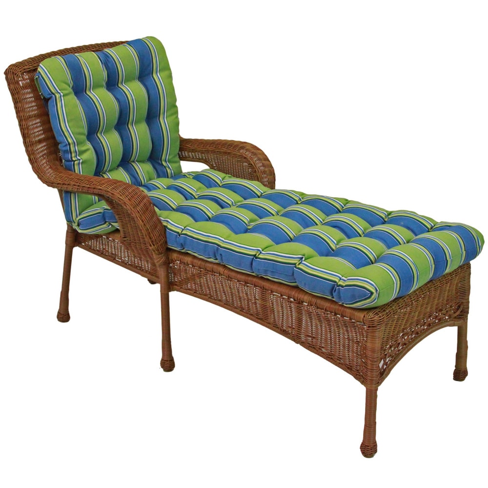 Padded All Weather Uv Resistant Squared Outdoor Chaise Lounge Cushion
