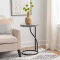 Padget Black Capiz Round Metal Side Table