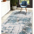 Padua Abstract Carved Blue Viscose Acrylic Area Rug 83 X 116