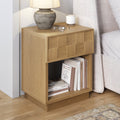 Paige Mid Century Modern Nightstand With 1 Drawer Rustic Bedside Table With Sculpted Drawer Front And Open Bottom Shelf