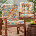 Havenside Home Christiansen Painted Paisley 21 Inch X 42 Inch Outdoor Seat Back Chair Cushion Set Of 2