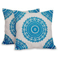 Handmade Cotton Pair Of 2 Cushion Covers Cool Turquoise Mandalas India