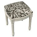 Paisley Antique White Finish Nailheads Vanity Stool