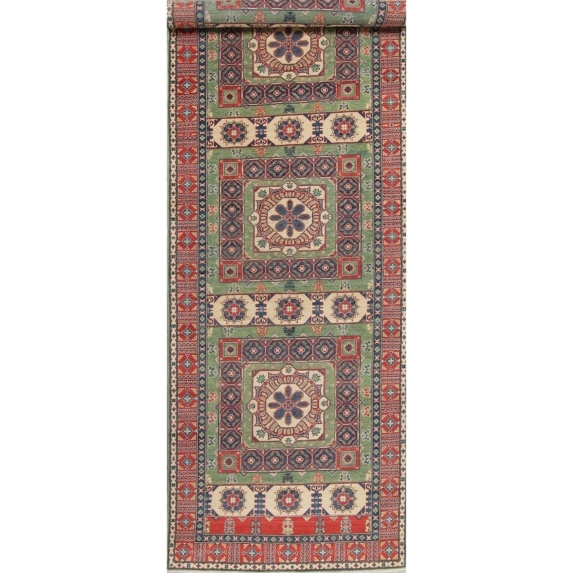 Pakistan Hand Knotted Wool Kazak Chechen Oriental Runner Rug 188 X 53 Runner