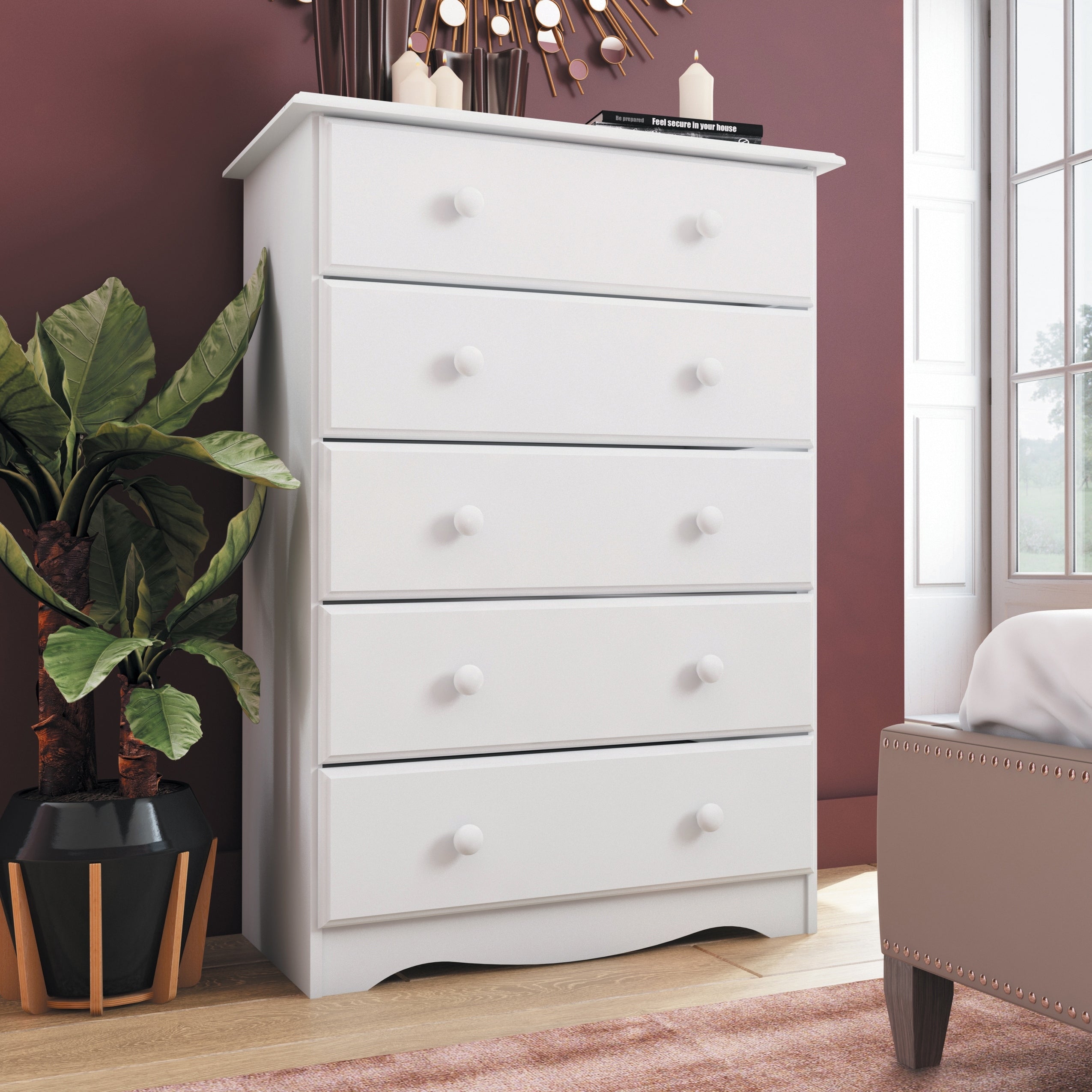 Copper Grove Caddo Solid Wood 5 Drawer Chest