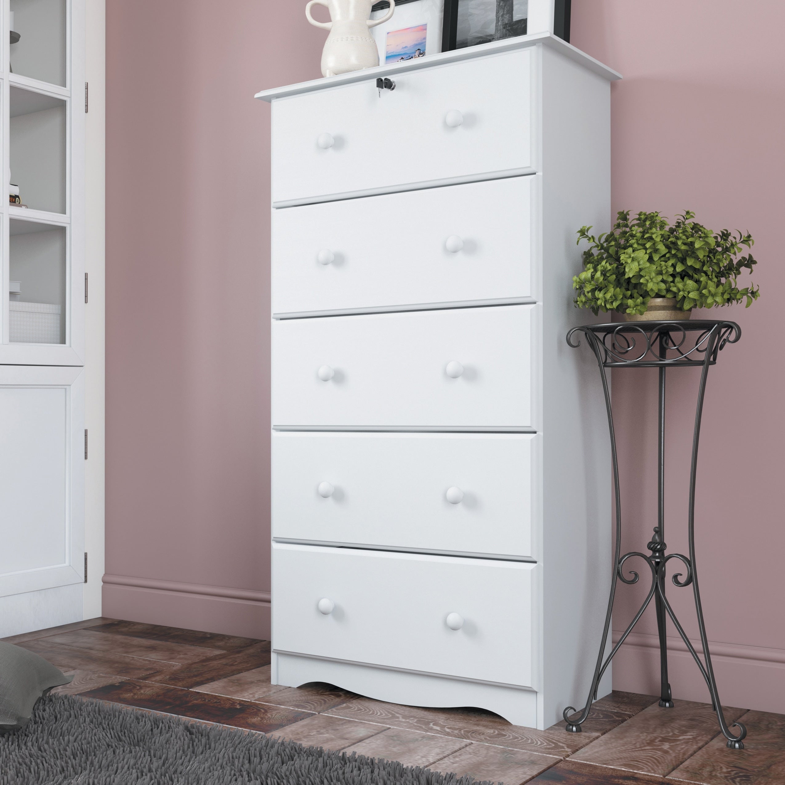 Solid Wood 5 Super Jumbo Drawer Chest With Lock By Palace Imports