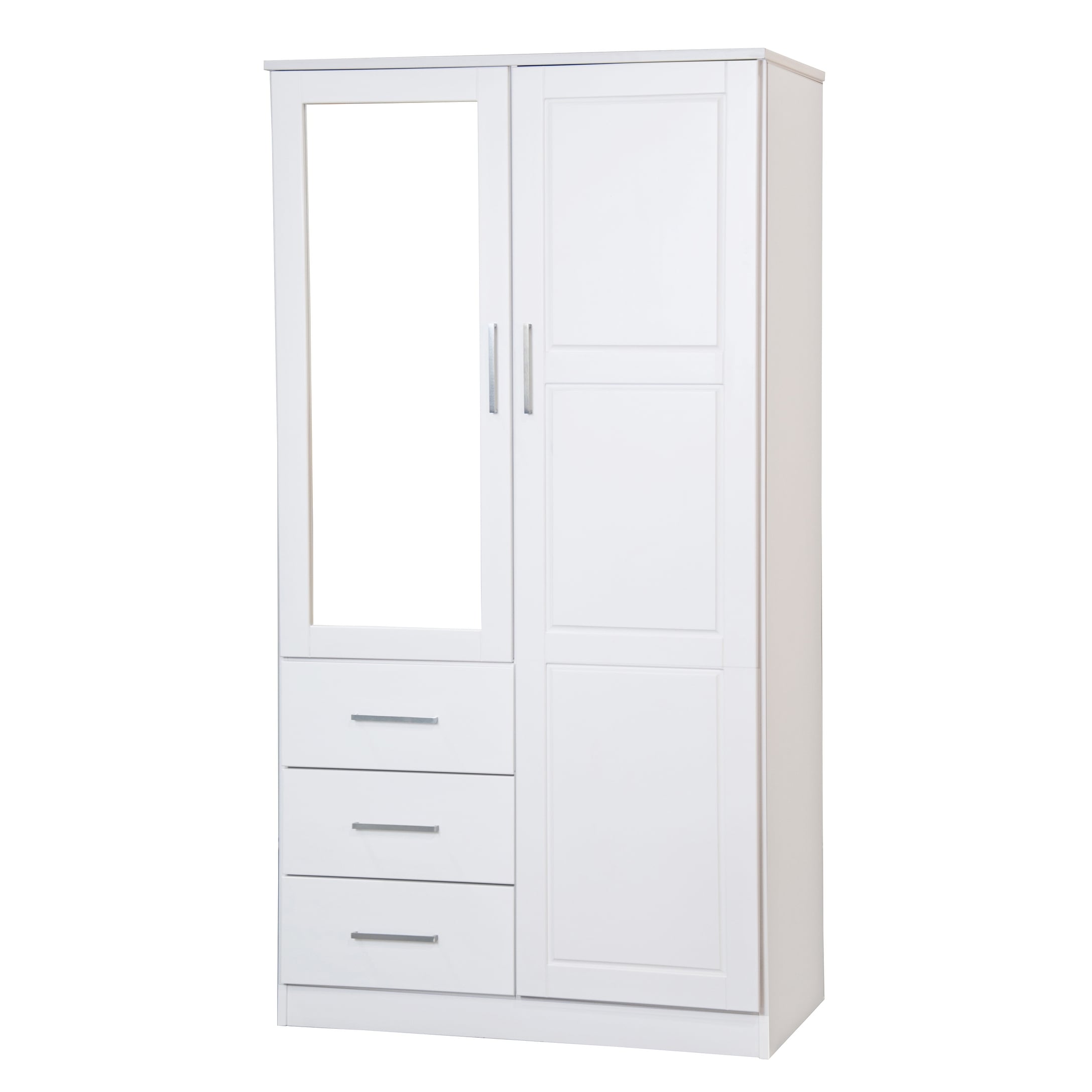 Metro 2 Door Wardrobe Armoire With Mirror 3 Drawers Palace Imports