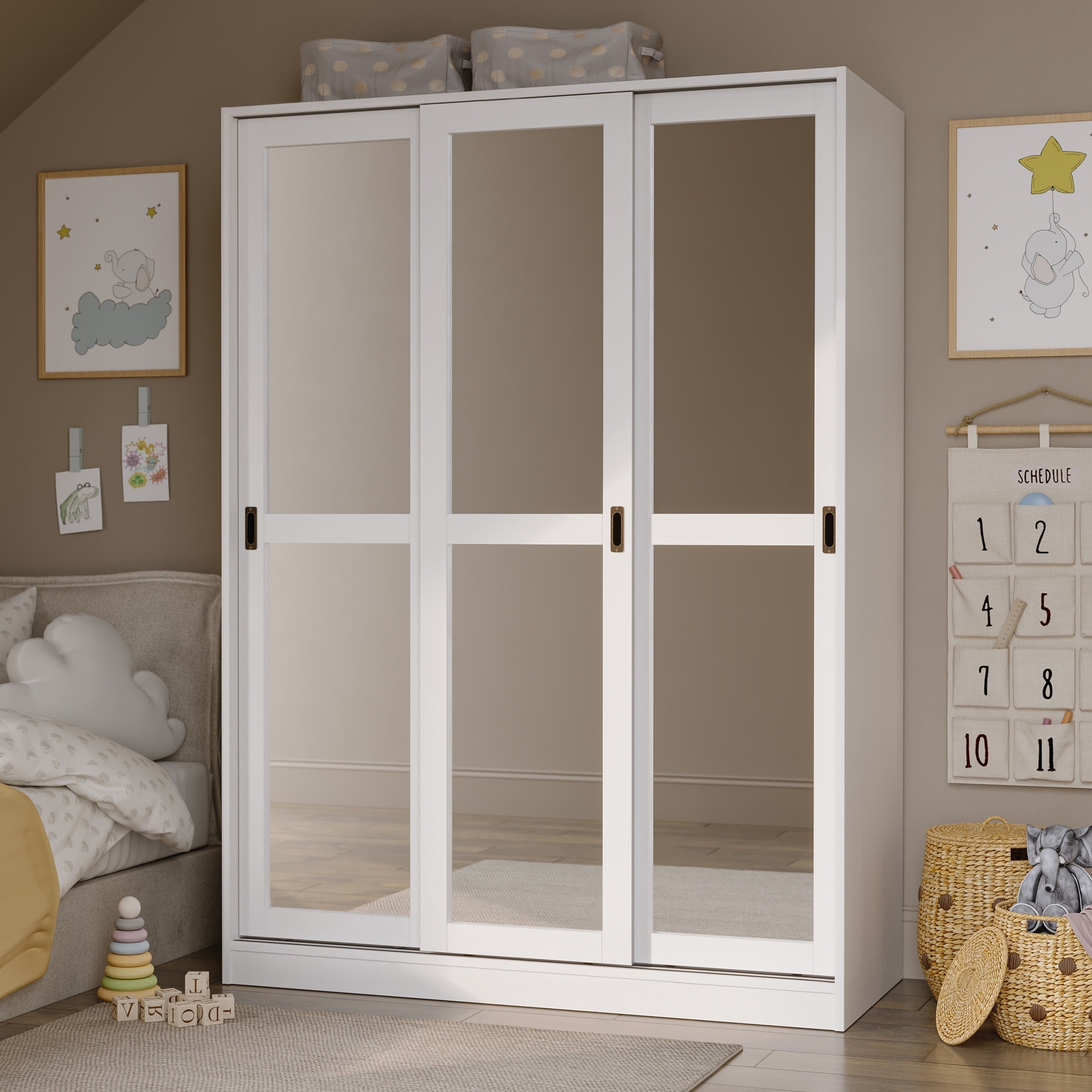 Copper Grove Caddo Customizable Solid Pine Three Sliding Door Wardrobe
