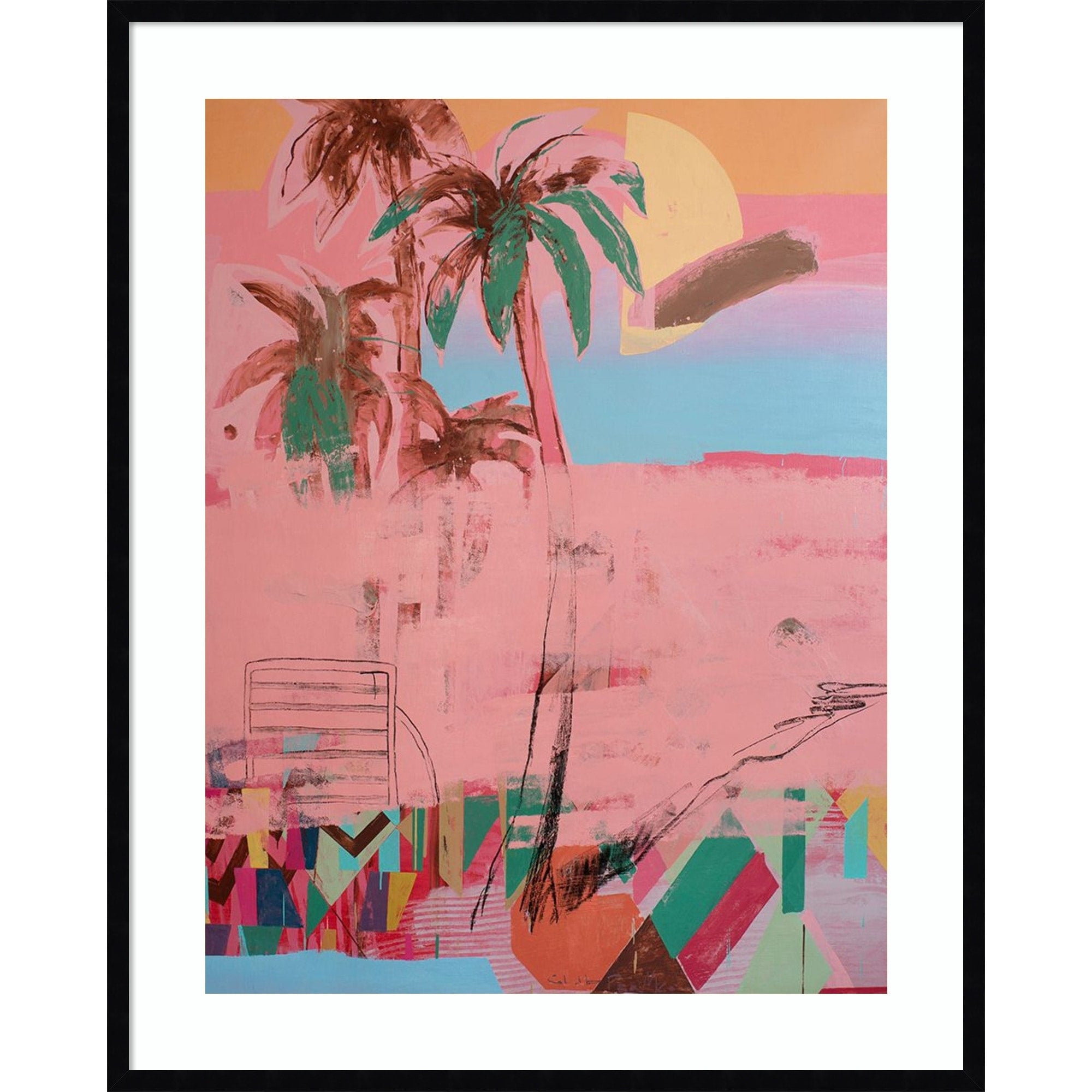 Palm Transformation By Glib Franko Wood Framed Wall Art Print Svelte Noir Black