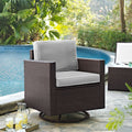 Palm Harbor Outdoorwicker Swivel Rocker Chair With Grey Cushions
