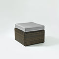 Palm Harbour Wicker Ottoman In Brown With Gray Cushions
