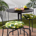 Palm Leaves White Outdoor 15 Inch Bistro Chair Cushion Set Of 2