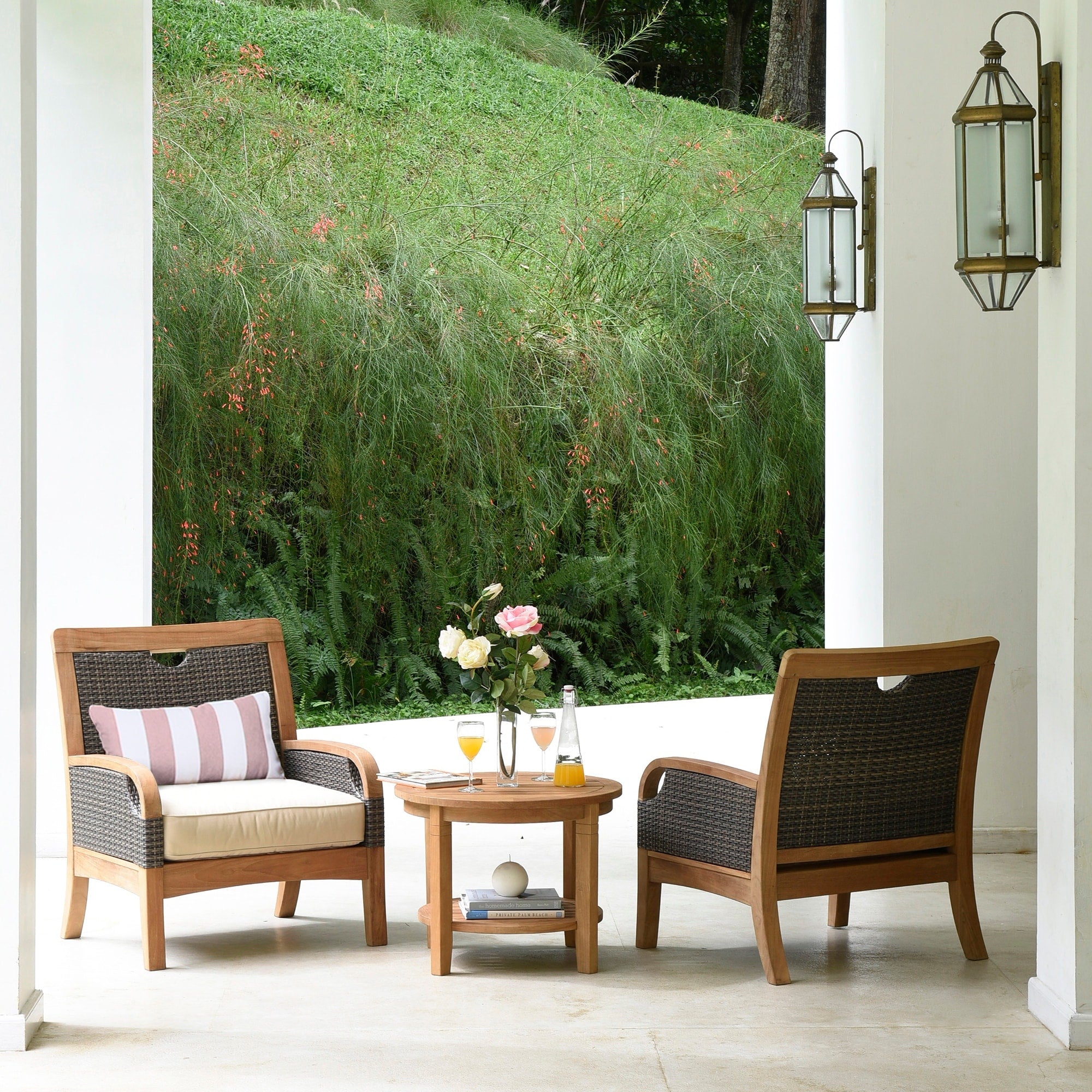 Cambridge Casual Palma 3 Piece Teak Wicker Outdoor Chat Set With Cushion