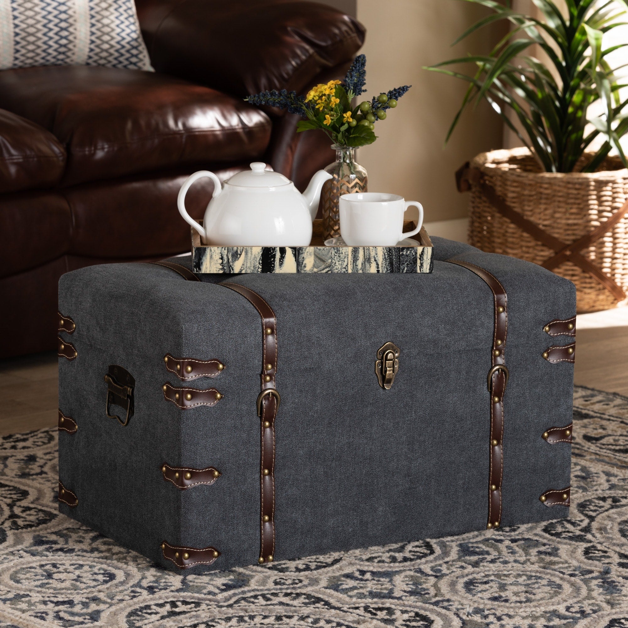 Palma Modern And Contemporary Transitional Storage Trunk Ottoman