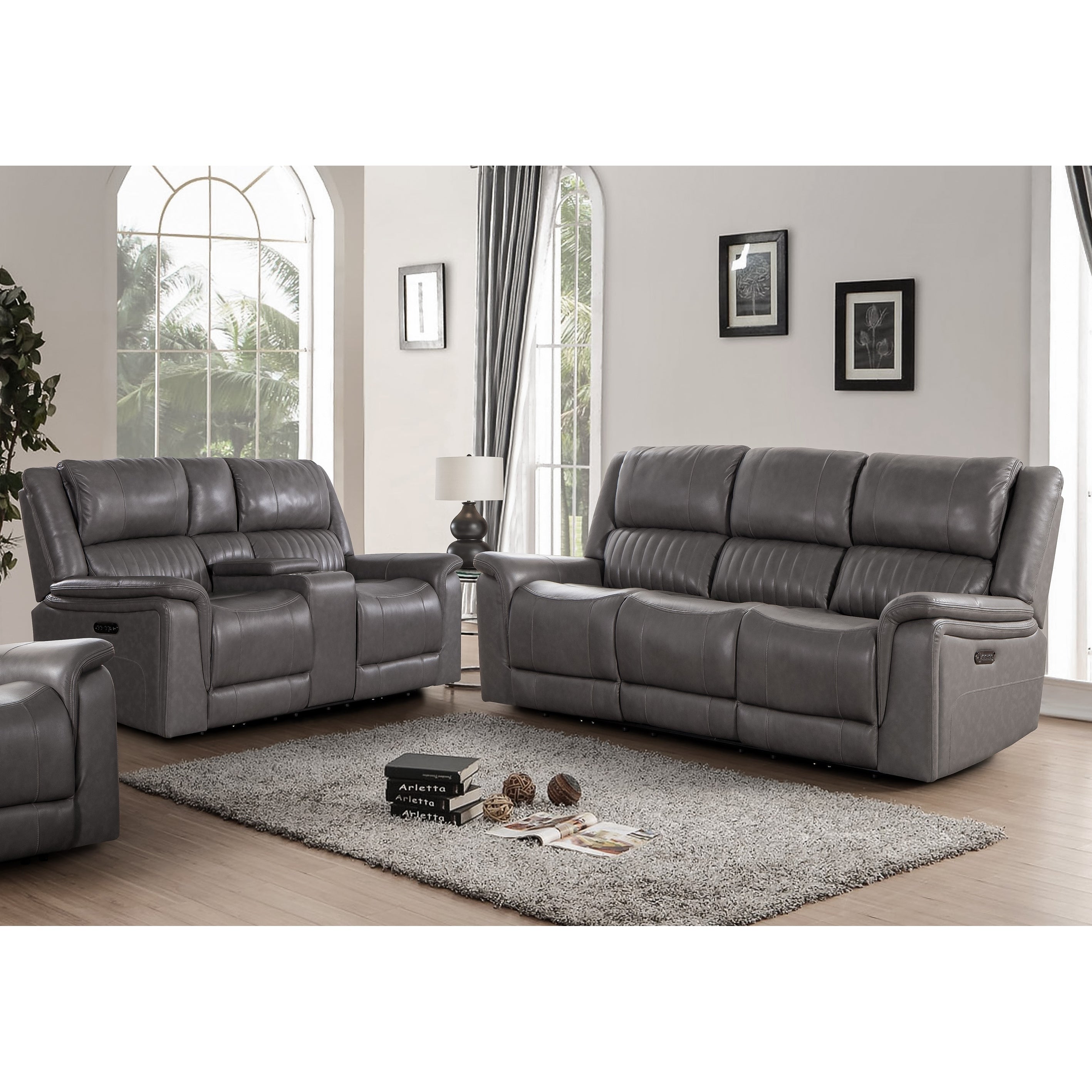 Palmer Top Grain Italian Leather Sofa Loveseat Set