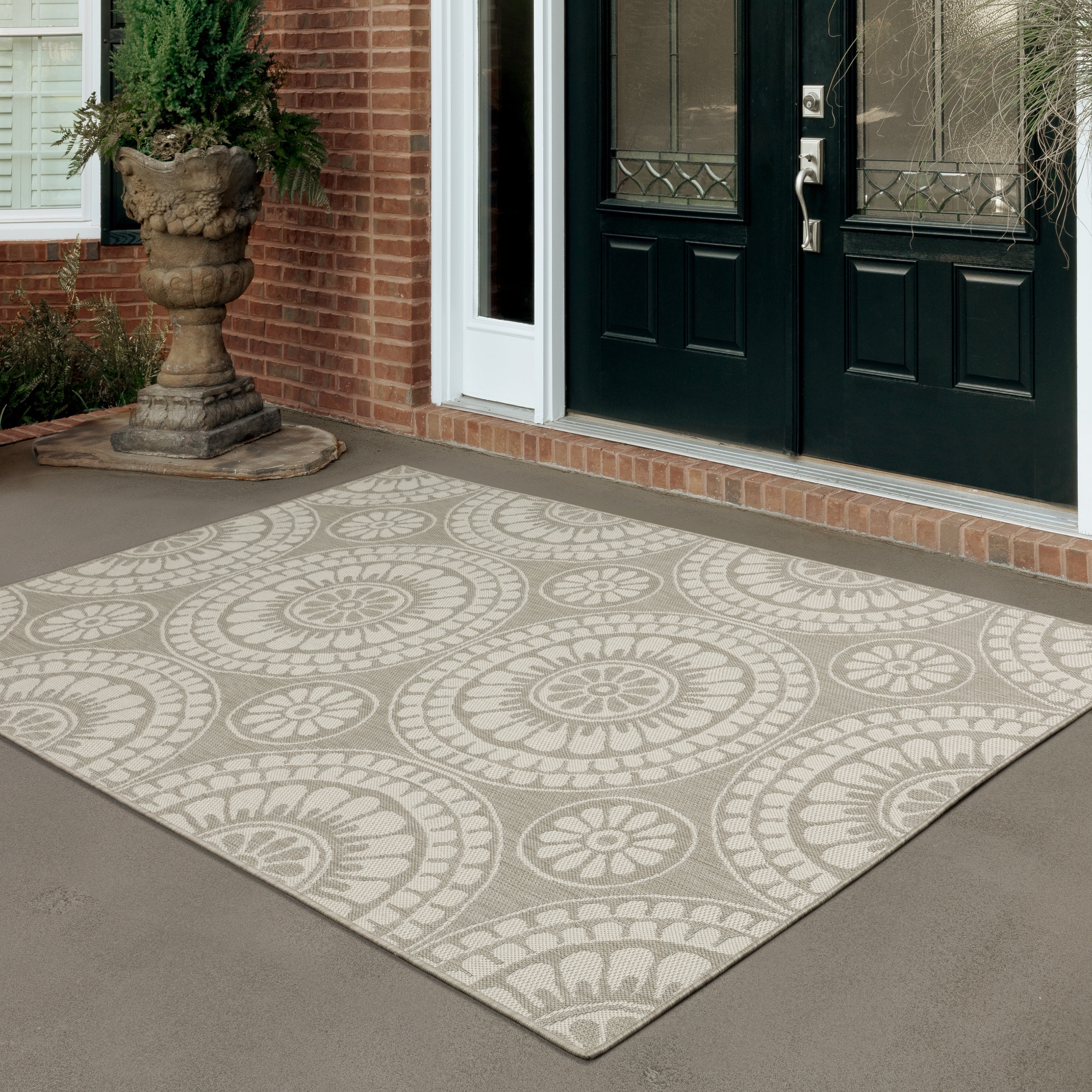 Palmetto Floral Medallion Indoor Outdoor Area Rug