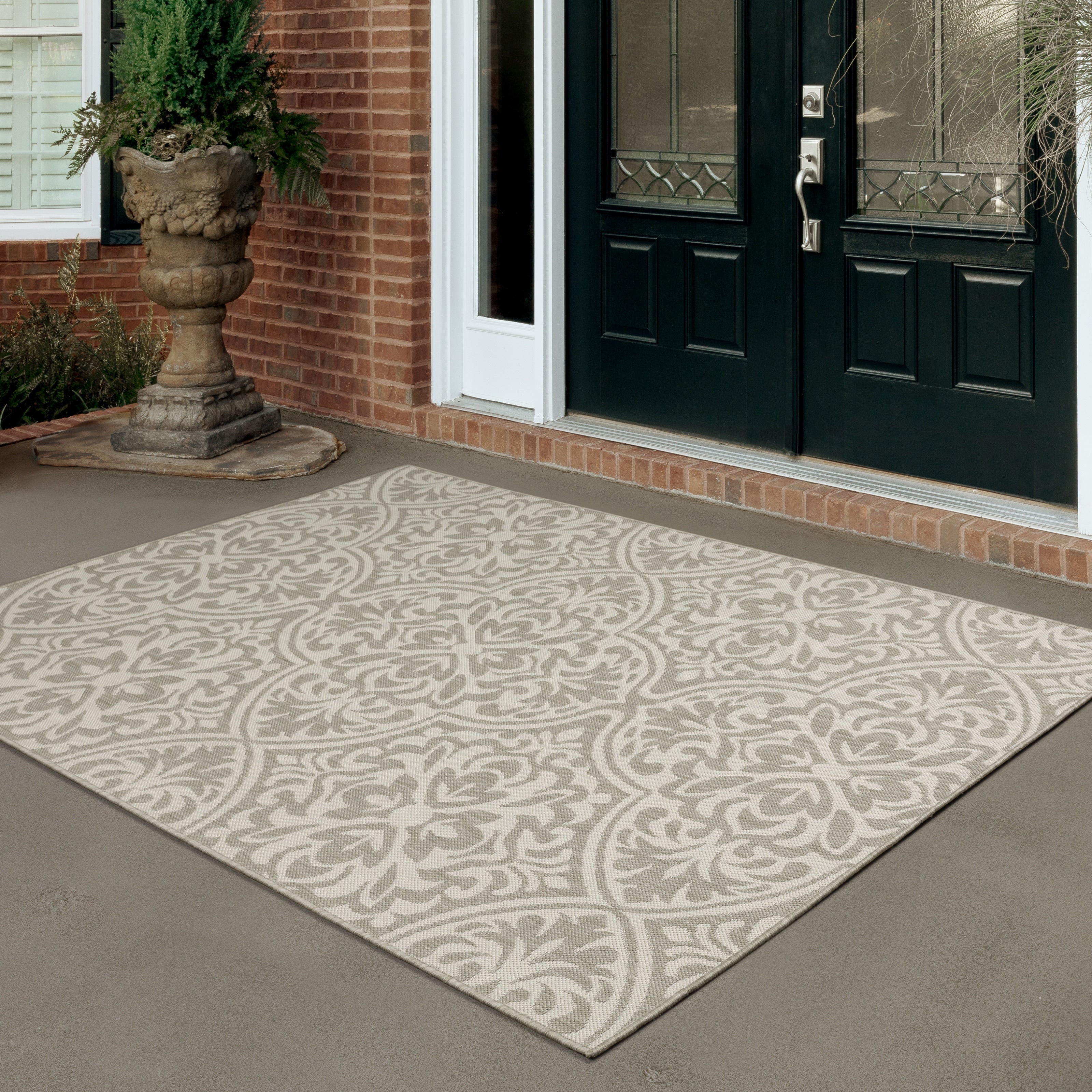 Palmetto Floral Medallion Indoor Outdoor Area Rug