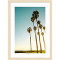Palms And Ocean By Elena Chukhlebova Wood Framed Wall Art Print Woodgrain Stripe Blonde