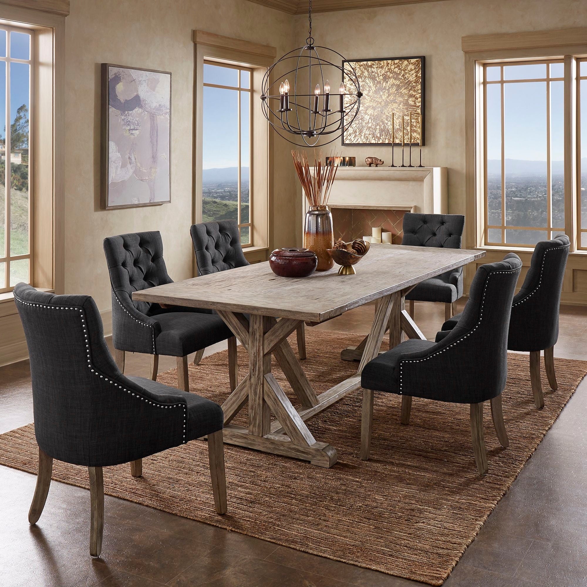 Paloma Antique Grey Reclaimed Wood Dining Set By Inspire Q Artisan