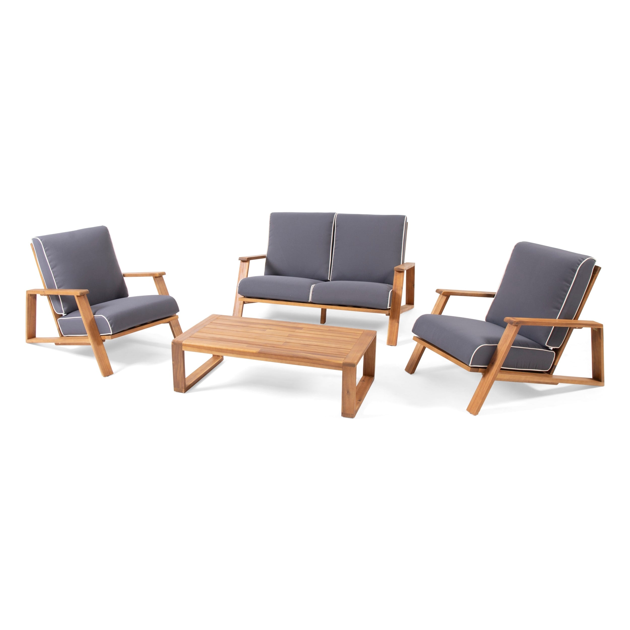 Paloma Outdoor Acacia Wood 4 Seater Chat Set With Cushions By Christopher Knight Home