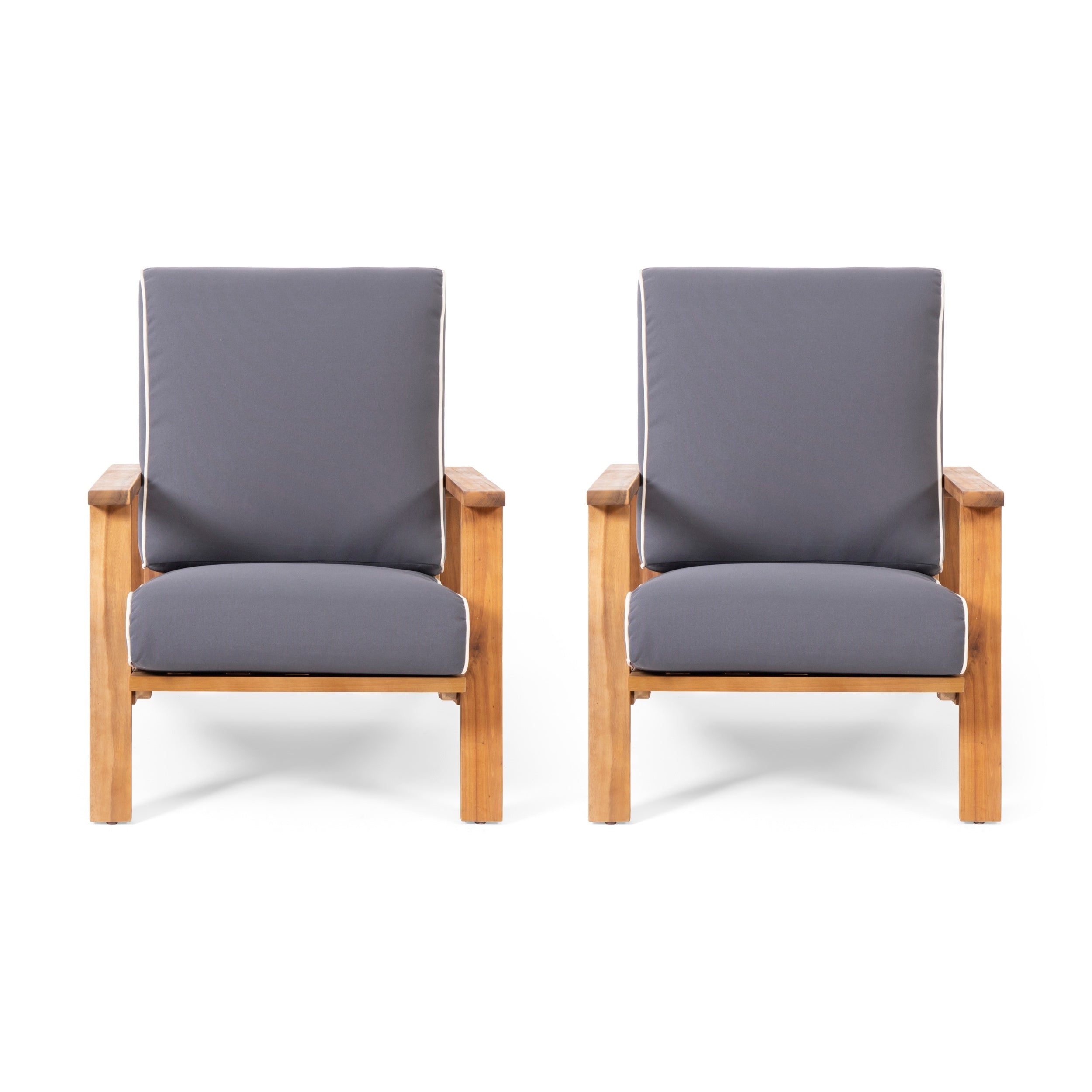 Paloma Outdoor Acacia Wood Club Chairs With Cushions Set Of 2 By Christopher Knight Home