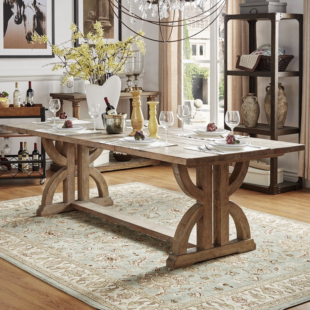 Paloma Salvaged Reclaimed Pine Wood Rectangular Trestle Table By Inspire Q Artisan