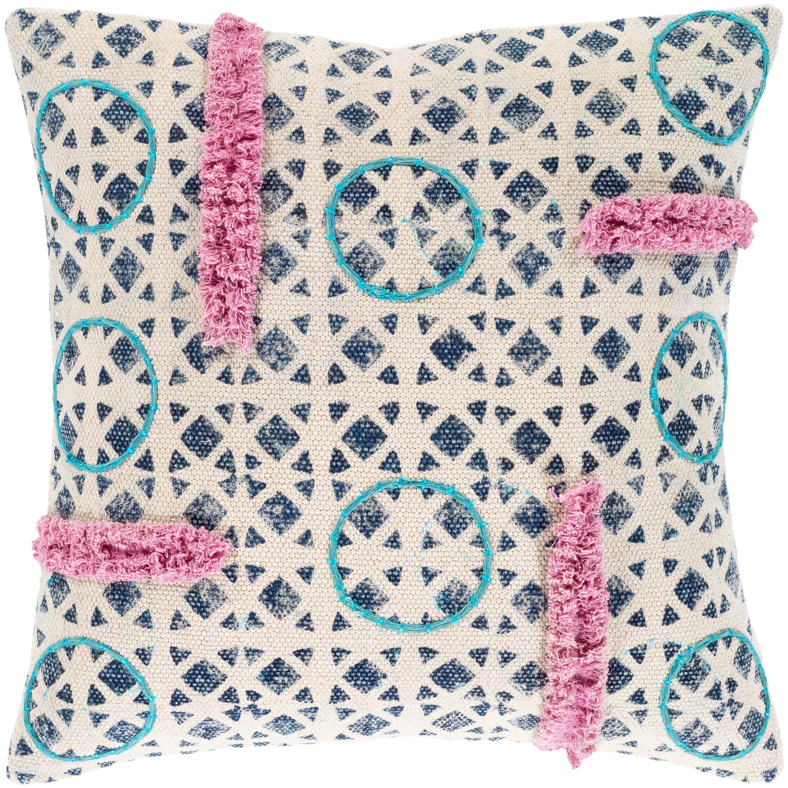 Paloma Textured Bohemian Pink Teal Throw Pillow