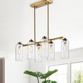 Pameron 6 Light Satin Gold Chandelier With Glass Pillar Shades