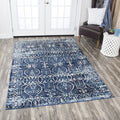 Rizzy Home Panache Blue Distressed Scroll Patterned Area Rug 67 X 96 67 X 96