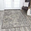 Panache Central Medallion Grey Distressed Area Rug 53 X 76 53 X 76
