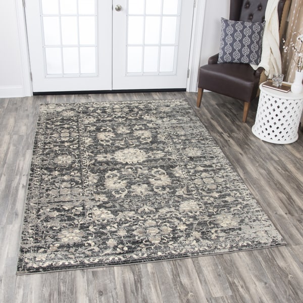 Rizzy Home Panache Grey Floral Distress Area Rug 67 X 96 67 X 96